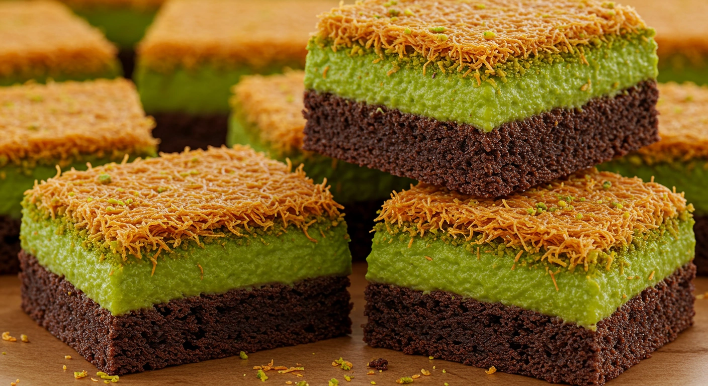 Irresistible Pistachio Kunafa Brownies - secondary view